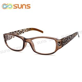 【SUNS】臺灣製 濾藍光老花眼鏡 豹紋鑲鑽膠框 高硬度耐磨鏡片 配戴不暈眩