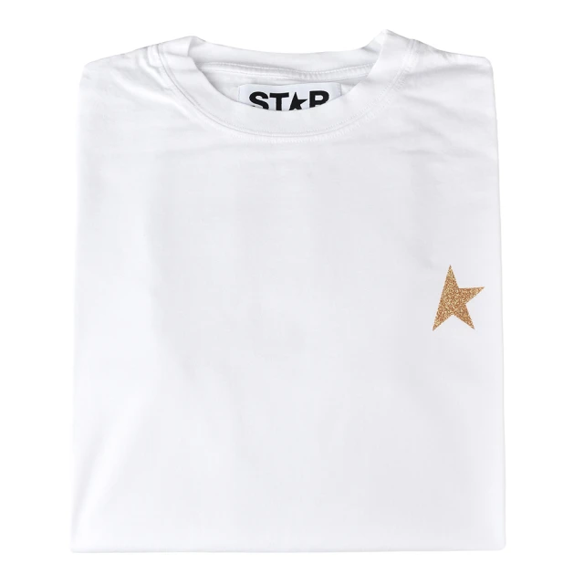 【GOLDEN GOOSE】GOLDEN GOOSE星星LOGO棉質短袖T-Shirt(白/金星)