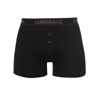 【LONSDALE 英國小獅】英倫紳士 鈕扣四角內褲2入(黑色 LT422013)