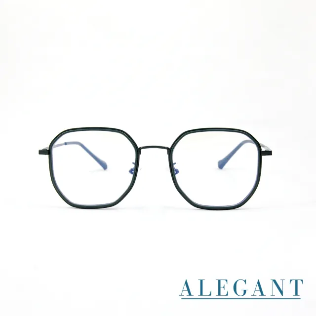 【ALEGANT】北歐極簡月桂綠金屬鑲嵌輕量TR90光學框UV400濾藍光眼鏡(奧斯陸的極光之森)