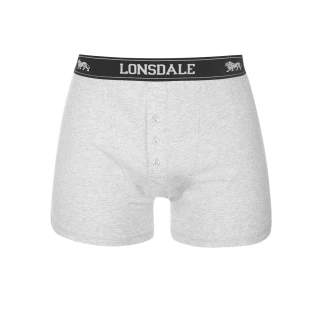 【LONSDALE 英國小獅】英倫紳士 鈕扣四角內褲2入(灰色 LT422013)