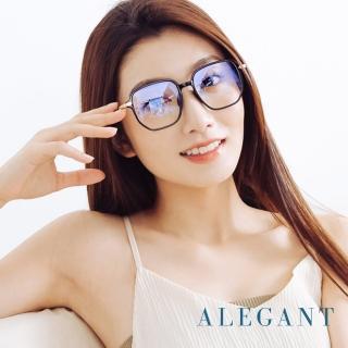 【ALEGANT】日系簡約風雅感墨金黑TR90輕量光學方框UV400濾藍光眼鏡(夜鶯的郊野初啼)