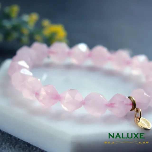 【Naluxe】冰種粉晶鑽面設計款開運手鍊(招桃花旺人緣招財)