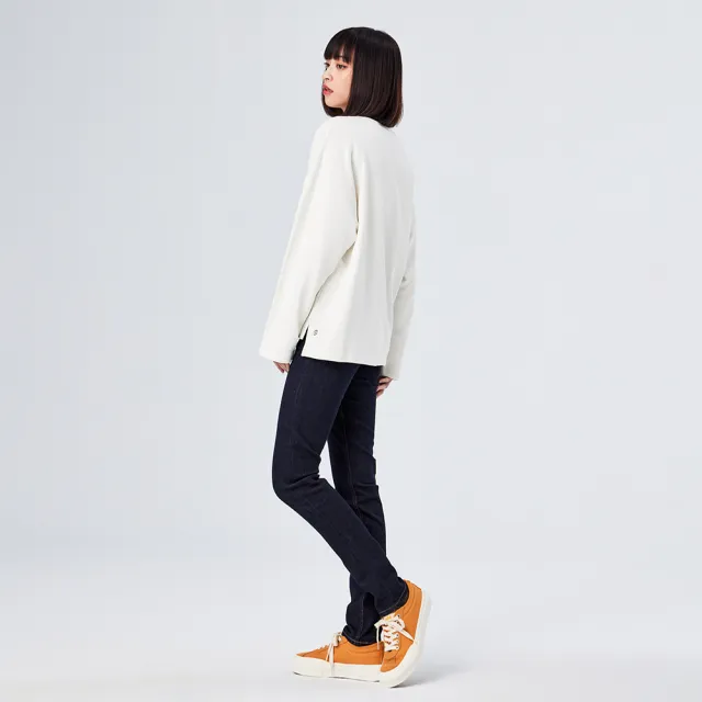 【Lee】女裝 長袖厚T / 經典系列 刺繡 奶霜白 季節性版型 / 101+ 系列(LL210356005)