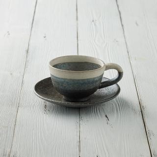 【有種創意食器】丸伊信樂燒 -白線燻圓底咖啡杯碟組(2件式 - 190ml)