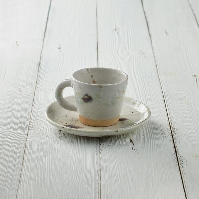 有種創意食器 丸伊信樂燒 - 錦雲白咖啡杯碟組 2件組 - 160ml