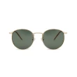 【ALEGANT】質感古著松葉綠金色圓框偏光墨鏡/UV400太陽眼鏡(多瑙河的璀璨寶石)