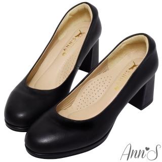 【Ann’S】通勤好走首選-頂級綿羊皮防水臺圓頭粗跟鞋6cm-版型偏小(黑)