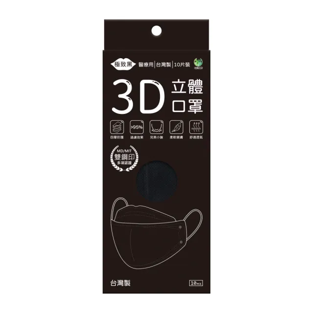 【旺昌】KF94立體醫用四層口罩未滅菌 單片包-10片/盒  7色任選(立體口罩 KF94 4D 3D立體)