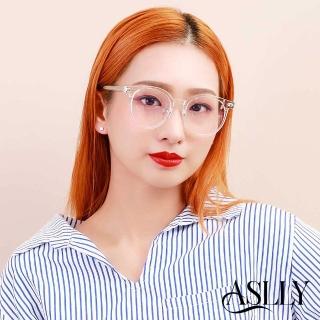 【ASLLY】S1061板材圓框濾藍光眼鏡｜透明氣泡水