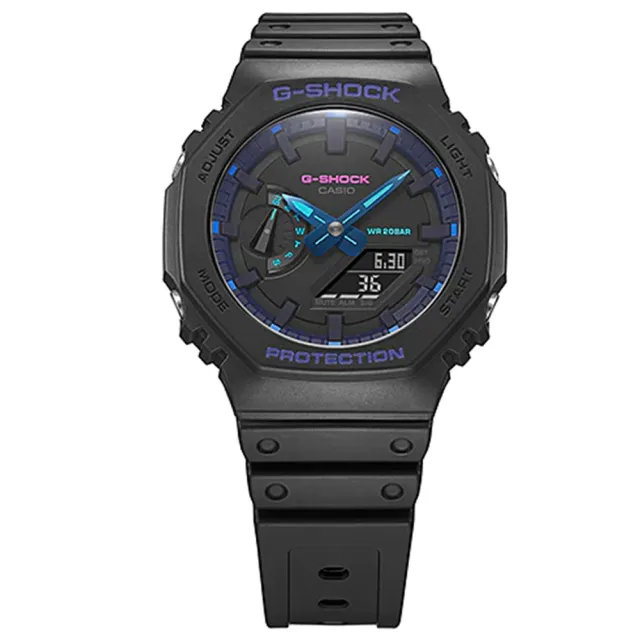 CASIO 卡西歐】G-SHOCK 八角農家橡樹雙顯手錶-VIRTUAL BLUE 系列(GA