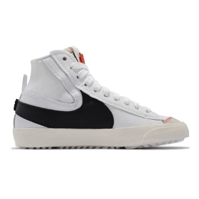 【NIKE 耐吉】休閒鞋 Blazer Mid 77 Jumbo 經典 男女鞋 高筒 大logo 皮革 彈性鞋跟 白 黑(DD3111-100)