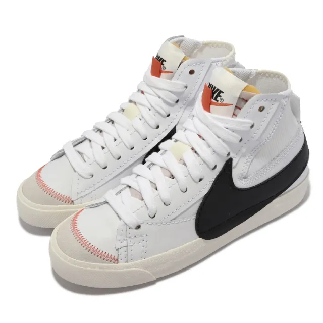 【NIKE 耐吉】休閒鞋 Blazer Mid 77 Jumbo 經典 男女鞋 高筒 大logo 皮革 彈性鞋跟 白 黑(DD3111-100)