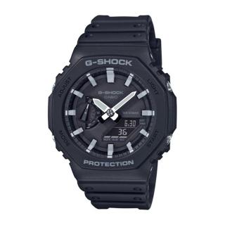 【CASIO 卡西歐】G-SHOCK 八角雙顯手錶(黑 GA-2100-1A)