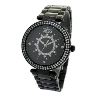 【NATURALLY JOJO】絢麗星芒陶瓷腕錶錶-JO96984-88F(黑陶/37mm)