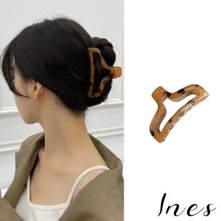 【INES】法式髮夾 復古髮夾 設計款髮夾/韓國設計法式復古時尚豹紋髮夾 抓夾 鯊魚夾(3色任選)