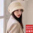 【Seoul Show 首爾秀】兔毛混紡鴨舌帽加厚針織保暖堆堆帽(防寒保暖)
