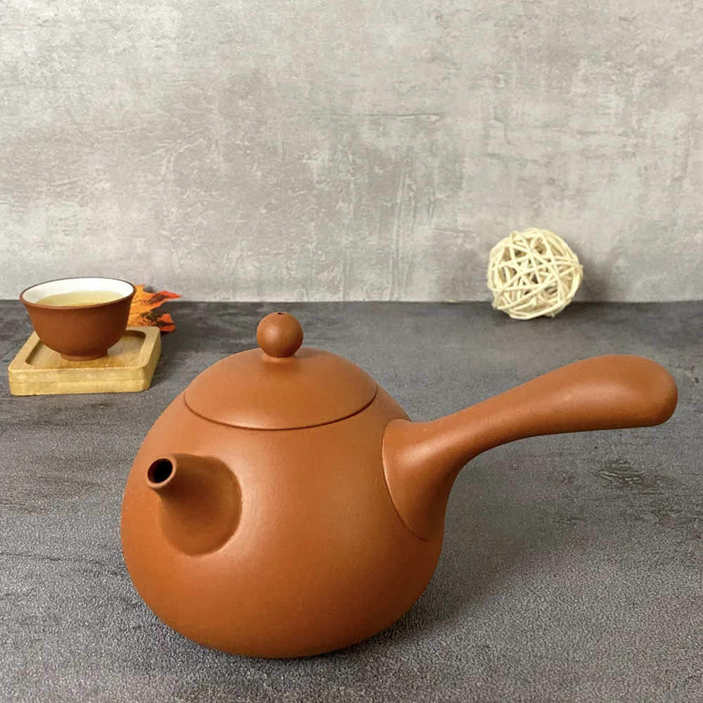 台灣製造】日式側把壺260ml 橫手急須壺鶯歌陶藝之美(茶具茶壺朱