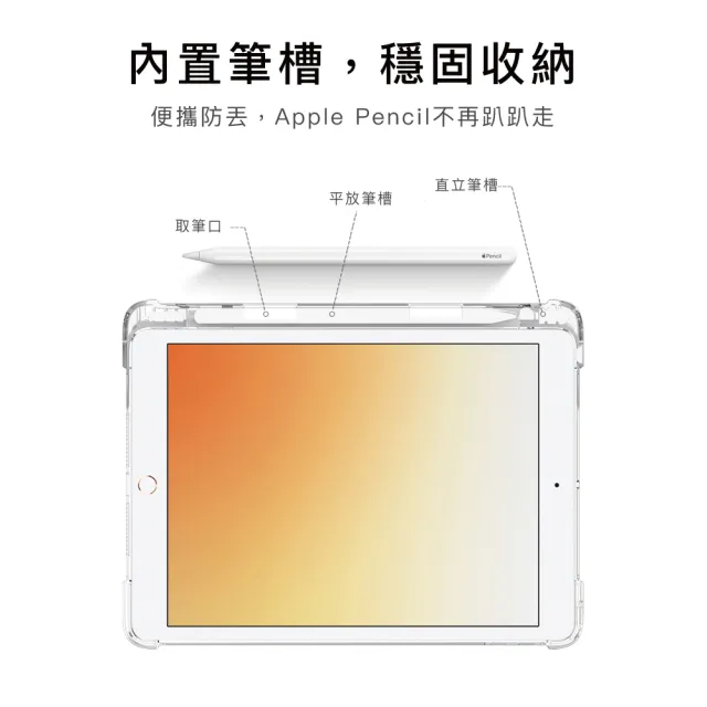 【BOJI 波吉】iPad mini 6 8.3吋 三折式內置筆槽可吸附筆透明氣囊軟殼 漸變色款 深海藍色