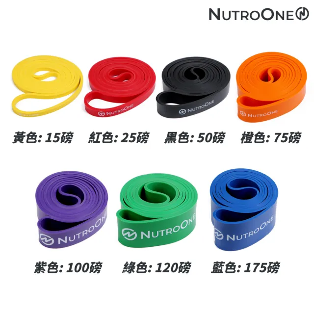 【NutroOne】多用途2.08m阻力帶/黃色15磅(7種阻力強度可選/體積輕巧)