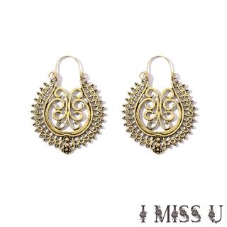 【I MISS U】縷空耳環 雕花耳環/波希米亞風縷空雕花線條造型耳環(2色任選)