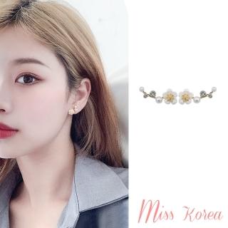 【MISS KOREA】韓國設計S925銀針貝殼花朵珍珠浪漫氣質耳環(S925銀針耳環 花朵耳環 珍珠耳環)