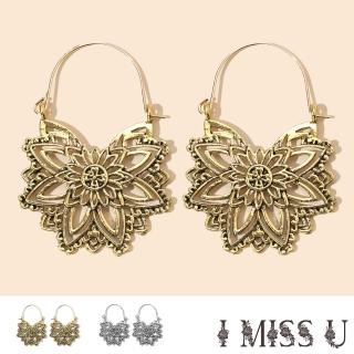 【I MISS U】縷空耳環 線條耳環 花朵耳環/波希米亞風縷空線條花朵造型耳環(2色任選)