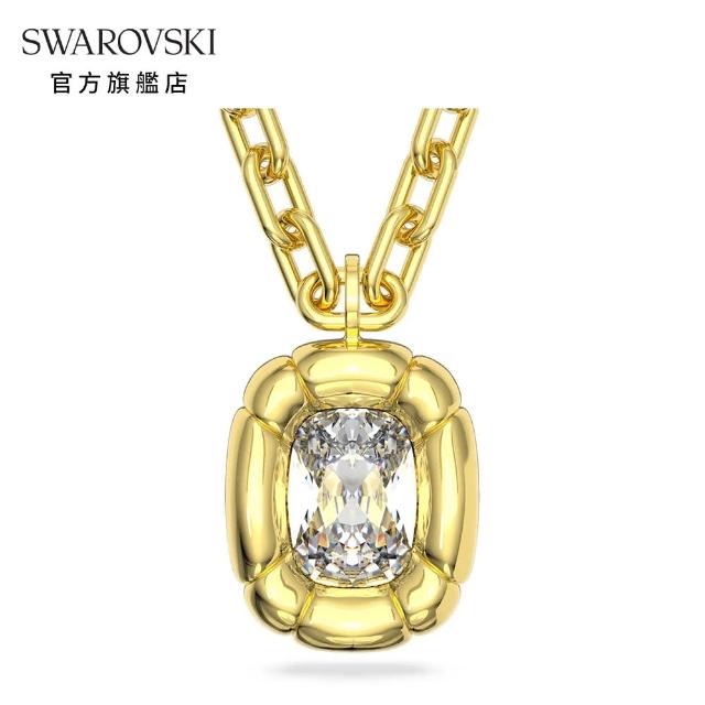 【SWAROVSKI 官方直營】Dulcis 鏈墜枕形切割Swarovski水晶 黃色 鍍金色色調 交換禮物