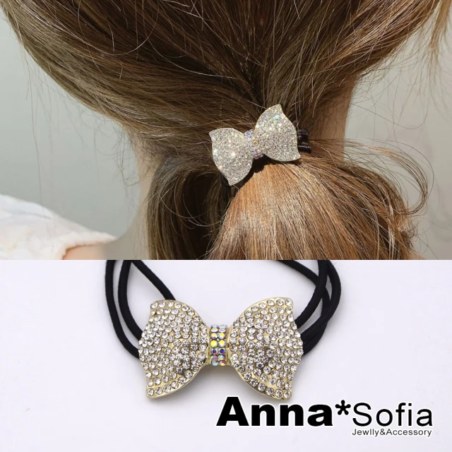 【AnnaSofia】彈性髮束髮圈髮繩-立體波浪俏結 現貨(滿鑽款)
