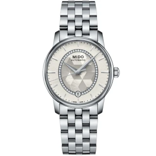 【MIDO 美度】BARONCELLI 永恆系列 白色珍珠母貝 真鑽機械腕錶 禮物推薦 畢業禮物(M0072071111600)