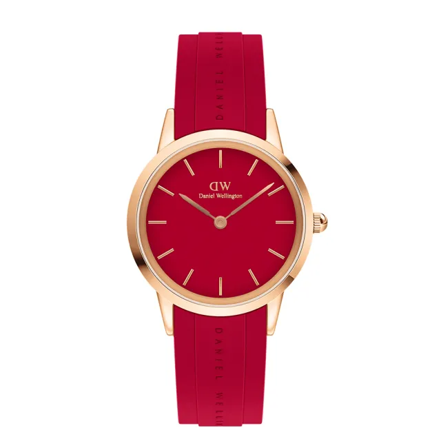 【Daniel Wellington】DW 手錶  Iconic Motion Ruby 32mm限量寶石紅膠腕錶 玫瑰金框(DW00100503)