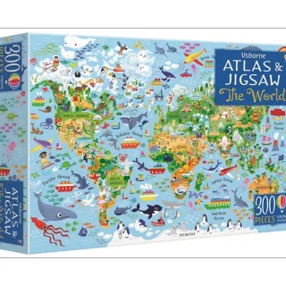 Usborne Atlas and Jigsaw: The World （300片拼圖+32頁世界地圖集）