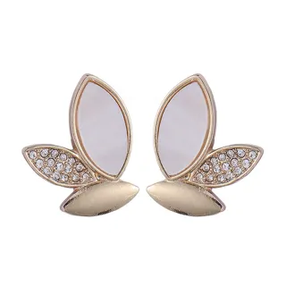 【MISS KOREA】韓國設計S925銀針金色蝴蝶意象美鑽造型耳環(S925銀針耳環 蝴蝶耳環 水鑽耳環)