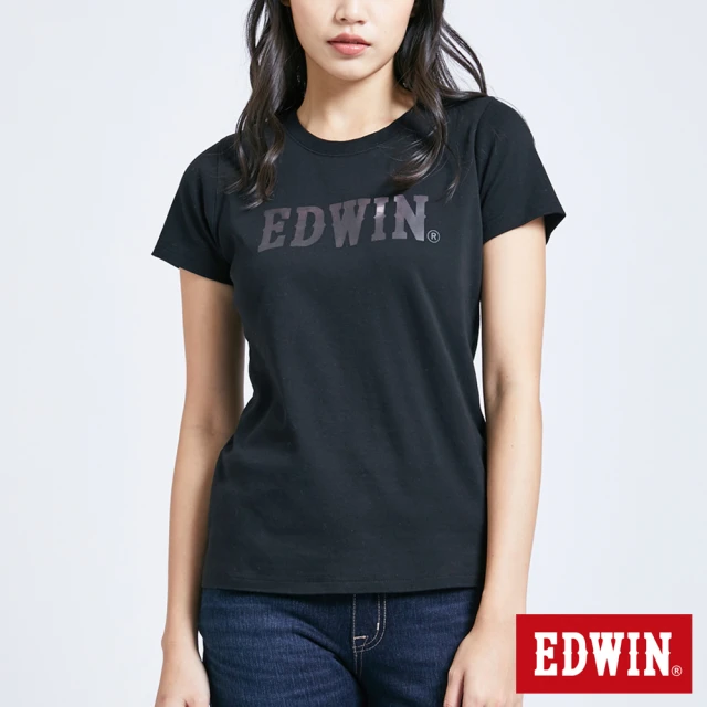 EDWIN 女裝 溫變迷彩短袖T恤(黑色)