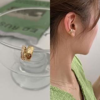 【Oni 歐妮】菱格紋水鑽 不對稱耳骨夾式耳環無耳洞耳扣耳夾耳窩夾(1個入)