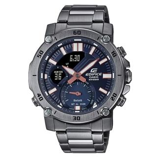 【CASIO 卡西歐】EDIFICE 雙顯 智慧藍芽 多功能排程計時 不鏽鋼錶帶 ECB-20DC(ECB-20DC-1A)