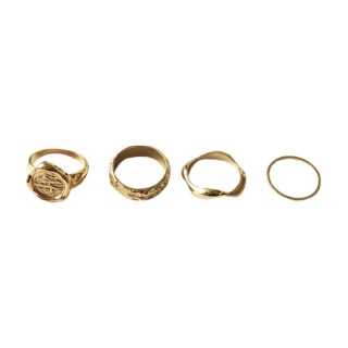 【00:00】不規格戒指 金屬戒指/韓國設計嘻哈金屬復古不規則造型關節戒4件戒指套組(2色任選)
