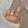 【INES】韓國設計法式復古六角金屬造型戒指4件套組(六角戒指 金屬戒指)