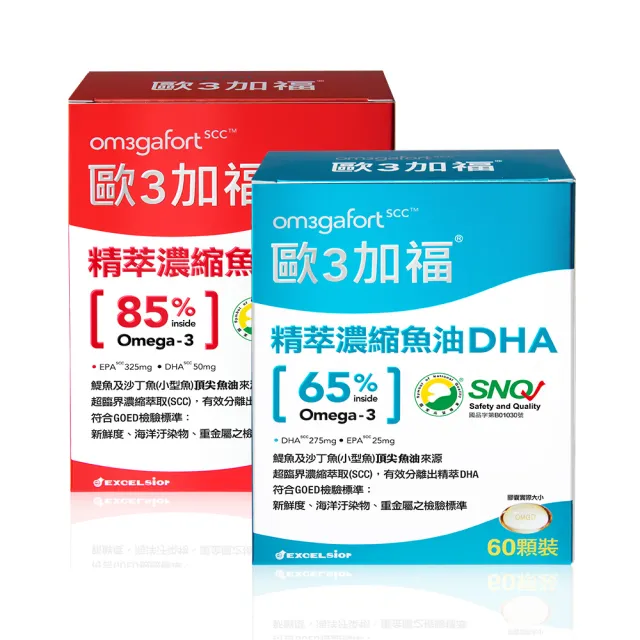 【Om3gafort 歐3加福】精萃濃縮魚油DHA 60顆+EPA 30顆