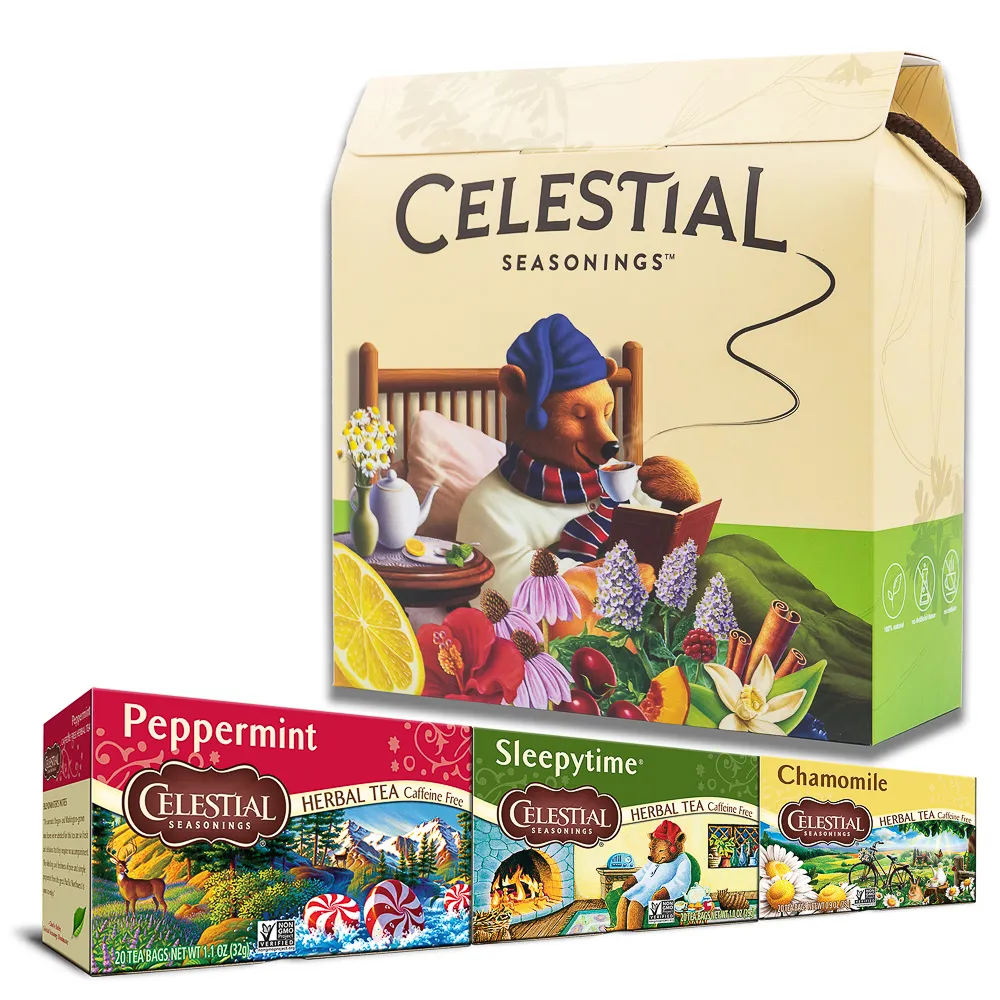 【Celestial 詩尚草本】環保包禮盒(睡前茶20入+薄荷茶20入+洋甘菊茶20入)