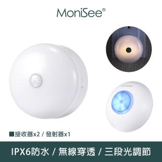 【MoniSee 莫尼希】北歐風觸控夜燈無線門鈴-電池款/套組/一對一(小夜燈/床頭燈/居家門鈴/音樂門鈴)