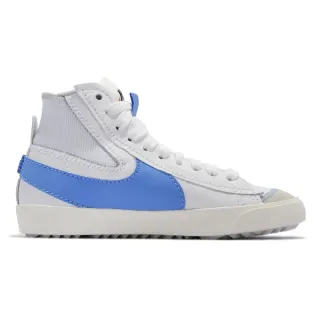 【NIKE 耐吉】休閒鞋 Blazer Mid 77 Jumbo 高筒 男女款 情侶穿搭 皮革 大logo 白 藍(DD3111-103)
