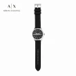 【A|X Armani Exchange 官方直營】Hampton 灰線壓字時尚手錶 黑色真皮錶帶 46MM AX2101