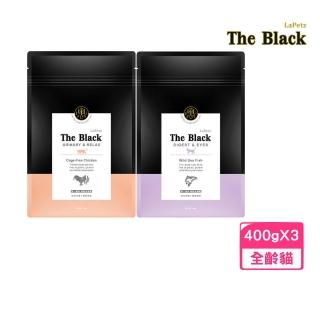 【LaPetz 樂倍】The Black 黑酵母單一無穀全貓糧 400g*3包組(貓糧、貓飼料、貓乾糧)