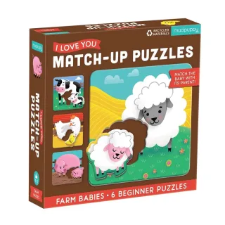 【Mudpuppy】寶貝我愛你配對拼圖 農場動物(6片拼圖 附配對造型拼圖塊/適合1-3歲以上)