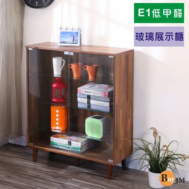 【BuyJM】台灣製三色可選加寬80公分實木腳強化玻璃展示櫃(公仔櫃)