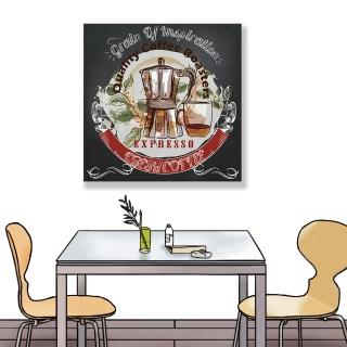 【24mama 掛畫】單聯式 油畫布 藝術插圖 復古 咖啡 杯子 繪畫 餐廳 早晨 無框畫-60x60cm(熱奶咖啡)