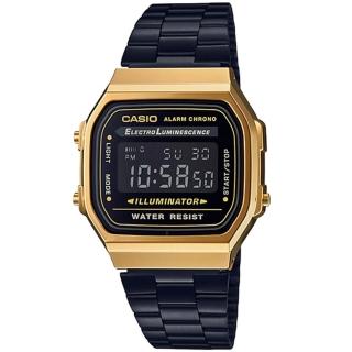 【CASIO 卡西歐】復古風電子鋼帶錶 情人節 送禮(A168WEGB-1B)