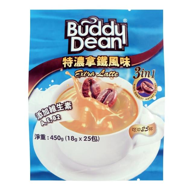 【Buddy Dean 巴迪】三合一咖啡-特濃拿鐵風味1包(18gx25入/包)