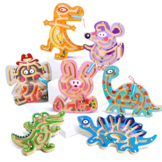 【KTOY】恐龍動物立體磁性走珠迷宮(走珠迷宮 玩具 兒童玩具 益智玩具 立體迷宮 手眼協調玩具 木製玩具)